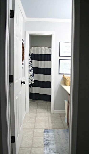 Wall separating rooms in bathroom