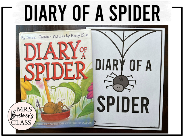 Diary of a Spider book activities unit with literacy printables, reading companion worksheets, lesson ideas, for First Grade and Second Grade