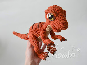 Krawka: baby raptor realistic dinosaur crochet pattern by Krawka