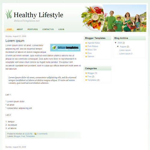 Healthy Lifestyle,blogger,Templates for blogger