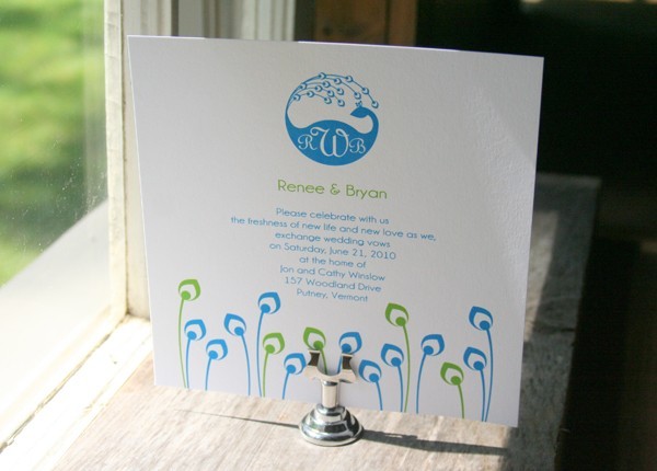 Peacock Monogram Wedding Invitation