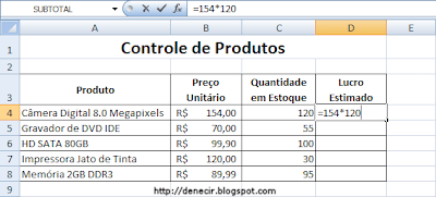 Fórmula sem referência no Excel