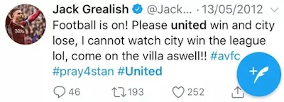 Jack Grealish's tweet supporting Man United emerges ahead of Manchester derby FA Cup final