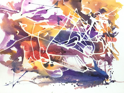 Lost Path Abstract Watercolor by MV