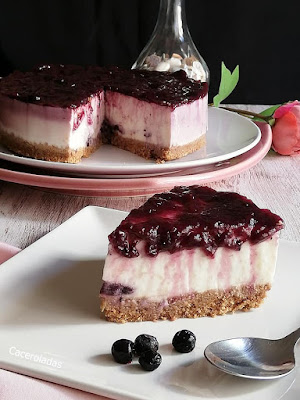 Tarta de queso con arándanos sin horno