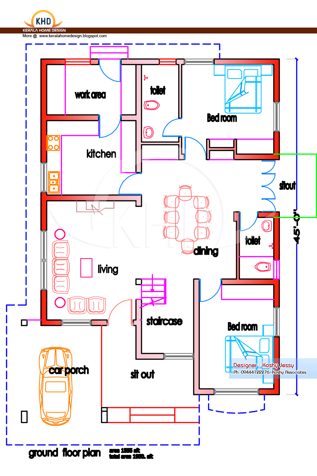  Home  plan  and elevation 1950 Sq Ft home  appliance