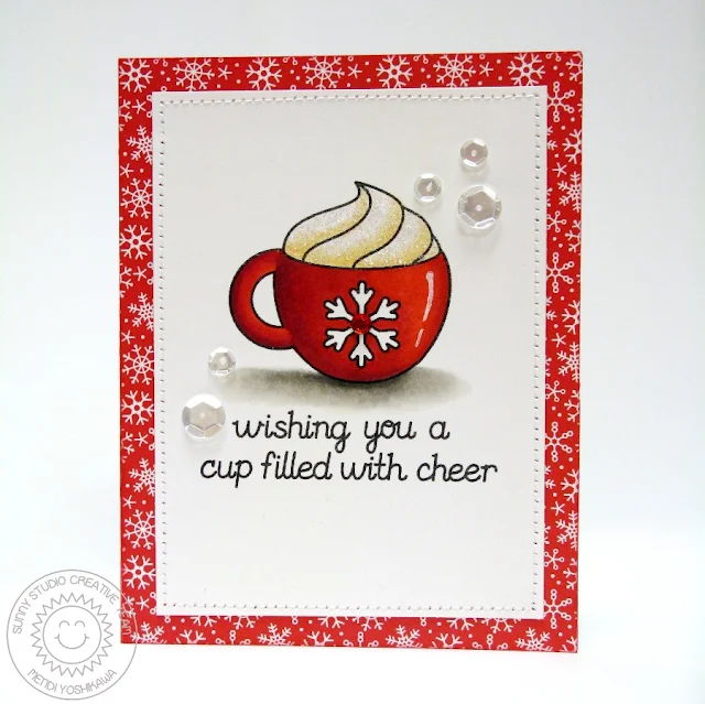 2015 Winter Coffee Lovers Blog Hop: Sunny Studio Hot Cocoa Mocha card using Hot Drinks~Warm Hearts Digital Stamp