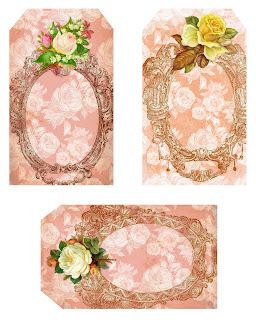 free collage sheet download rose gift tag shabby chic design