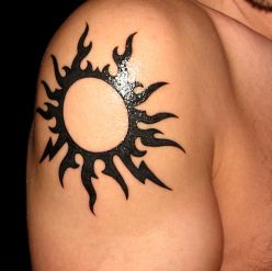 Sun Tattoo In Black Colour