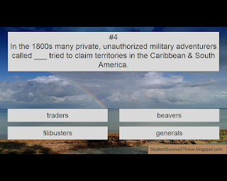 In the 1800s many private, unauthorized military adventurers called ___ tried to claim territories in the Caribbean & South America. Answer choices include: traders, beavers, filibusters, generals