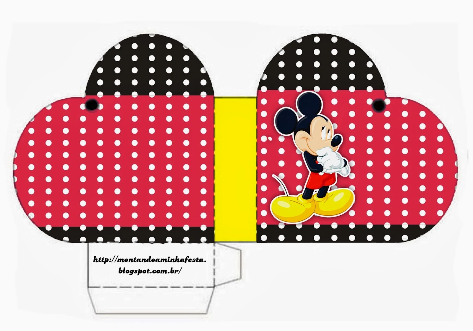 Mickey Red, Black and Yellow Heart Shaped Open Box.