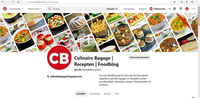 Het Pinterest-account van Culinaire Bagage