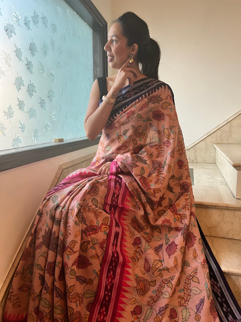 Vidarbha Tussar karwati kinaar digital print saree