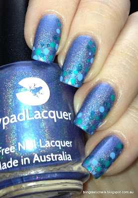 Lilypad Lacquer Periwinkle Twinkle with dotting nail art