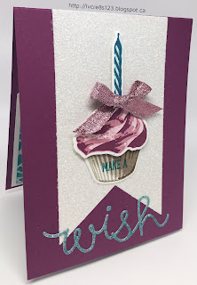 Linda Vich Creates: Irresistible Cupcake. A multi-step-stamped Sweet Cupcake graces the card front of this Pop Up Panel card while the inside flaunts a resist background brought to life by sponging with Bermuda Bay