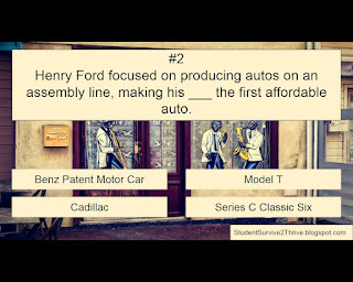 Henry Ford focused on producing autos on an assembly line, making his ___ the first affordable auto. Answer choices include: Benz Patent Motor Car, Model T, Cadillac, Series C Classic Six