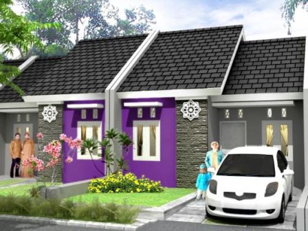 Ide Cat Rumah Minimalis Warna Ungu Tampak Depan