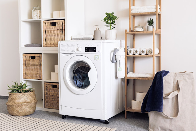 washing machine in laundry room