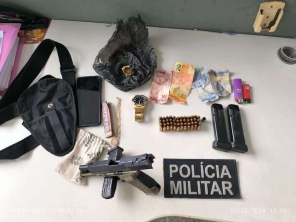 Polícia Militar prende suspeito de homicídio com arma de fogo, veículo roubado e drogas
