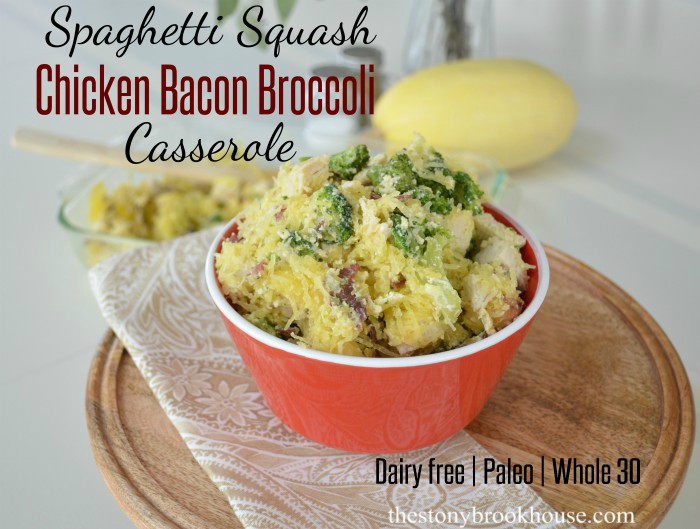 Spaghetti Squash Chicken Bacon Broccoli Casserole