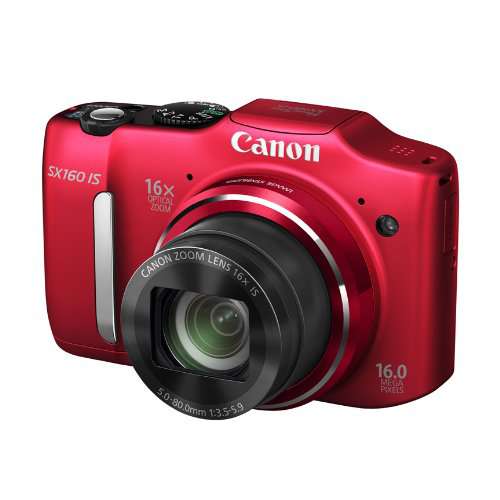 Canon PowerShot SX160 IS 16.0 MP Digital Camera with 16x Wide-Angle Optical Image Stabilized Zoom with 3.0-Inch LCD (Red)