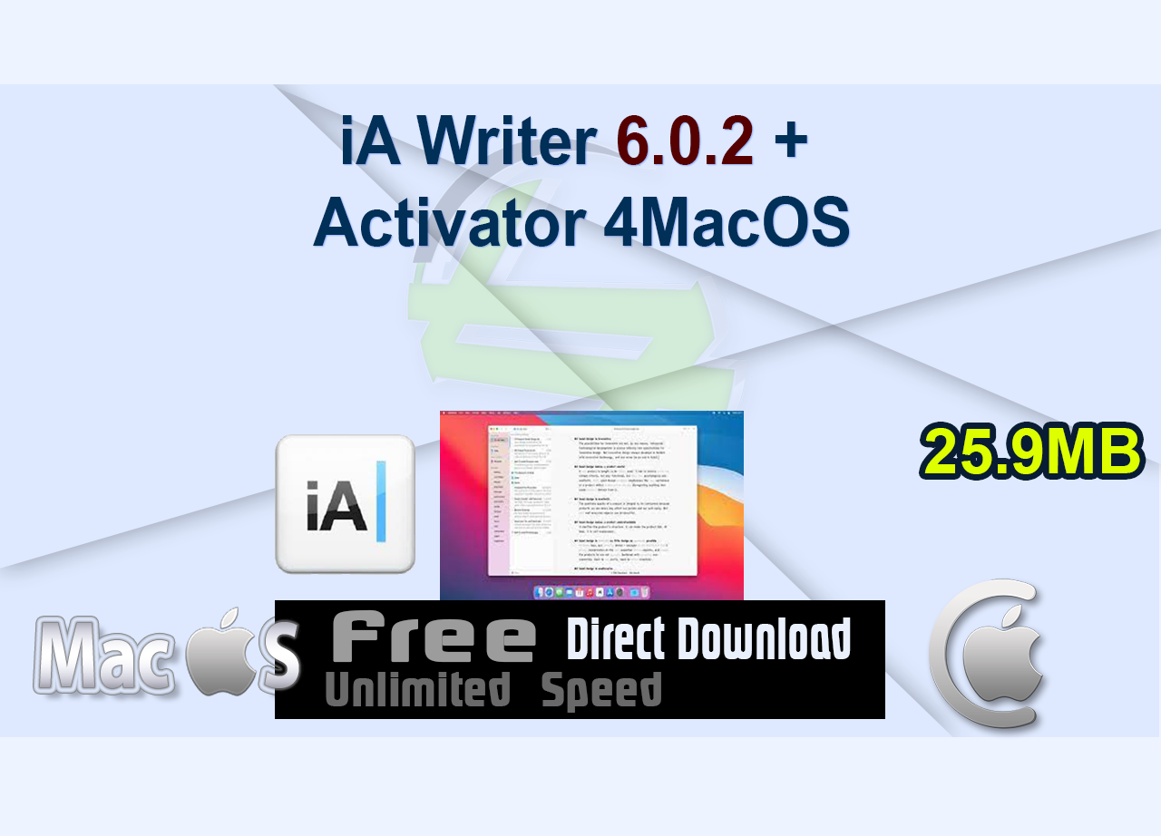 iA Writer 6.0.2 + Activator 4MacOS