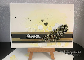 Honey Bee, Art with Heart, blog hop, Stampin Up, Andrea Sargent, Saleabration, 2020, watercolour wash, die cutting, 3D project, Golden Honey Speciality, DSP, Mini Catalogue, Detailed Bees