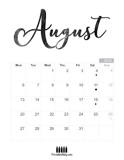 Free Printable Calendar August 2018