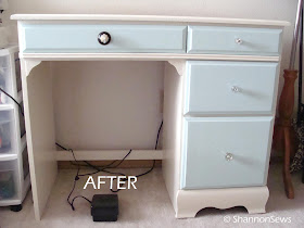 Use sturdy thrift furniture for sewing table