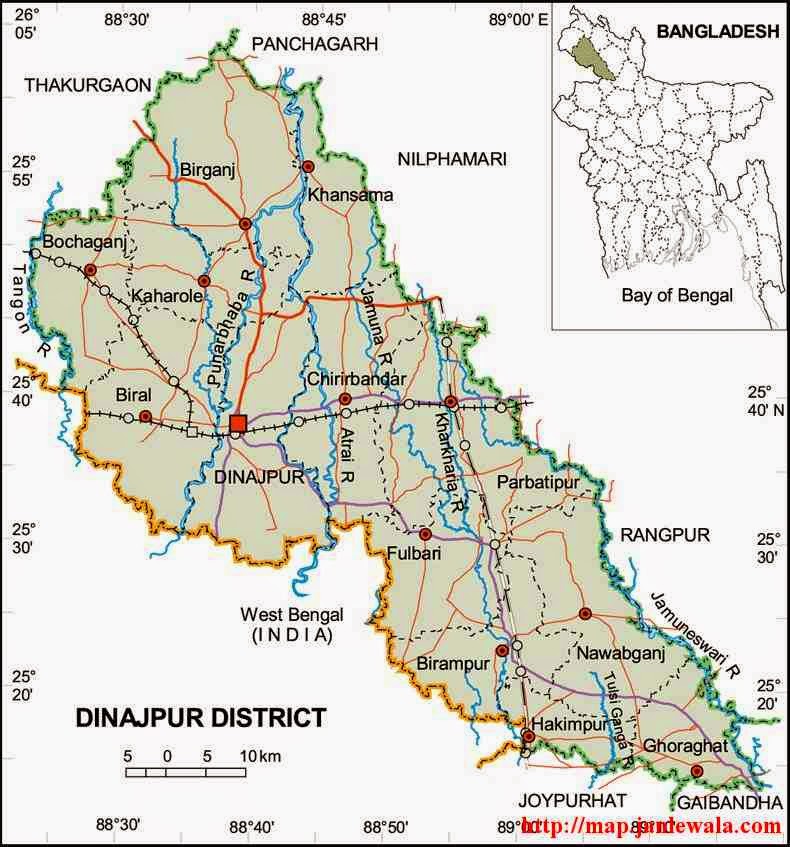dinajpur zila map of bangladesh