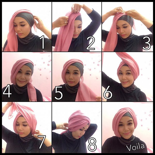 tutorial hijab segi empat pesta simple