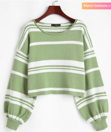 Slouchy Striped Voluminous Sleeve Sweater