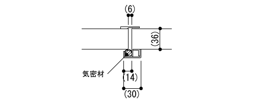 4-46-3　簡易気密型鋼製軽量建具枠（オートドアボトム納まり）両開きの場合