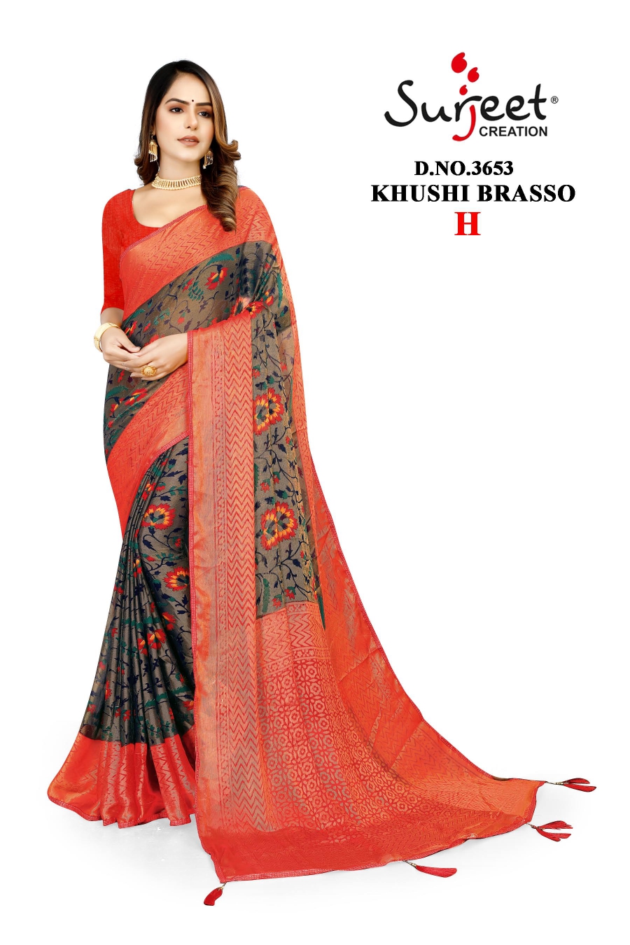 Surjeet Creation Khushi 3653 Branded Sarees Catalog Lowest Price