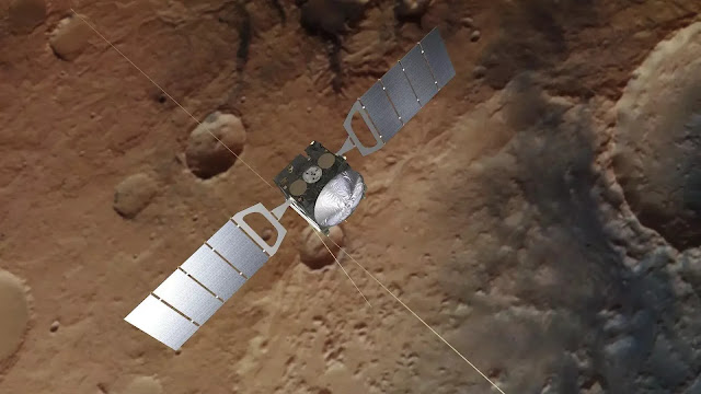 Illustration of the Mars Express spacecraft which launched in 2003