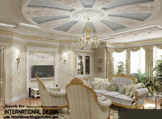 Gypsum board ceiling,classic interior design, Classic Italian interior 