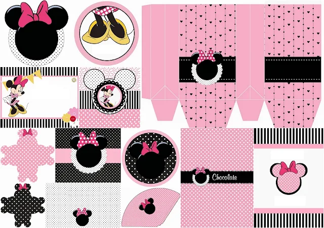 Funny Pink Minnie Mouse Free Printable Kit.