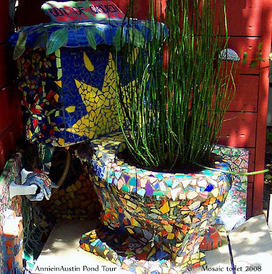 Annieinaustin, mosaic toilet from pond tour