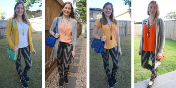 4 ways to wear chevron print skinny jeans with citrus brights yellow and orange | awayfromtheblue