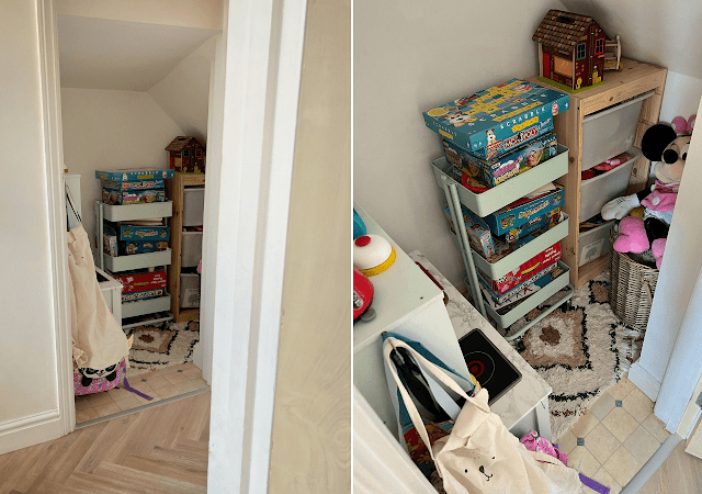 childrens toy room storage solutions, how to organise and store lots of kids toys in a small home. From baskets in your living room to choosing toys with hidden storage within them. How to make sure toys don't take over your home, especially if you don't have a dedicated playroom.