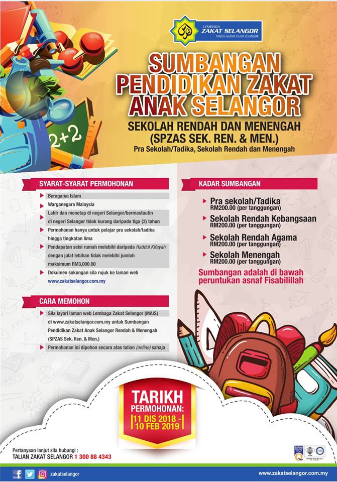 Permohonan Sumbangan Pendidikan Zakat Anak Selangor 2022 Spzas My Panduan