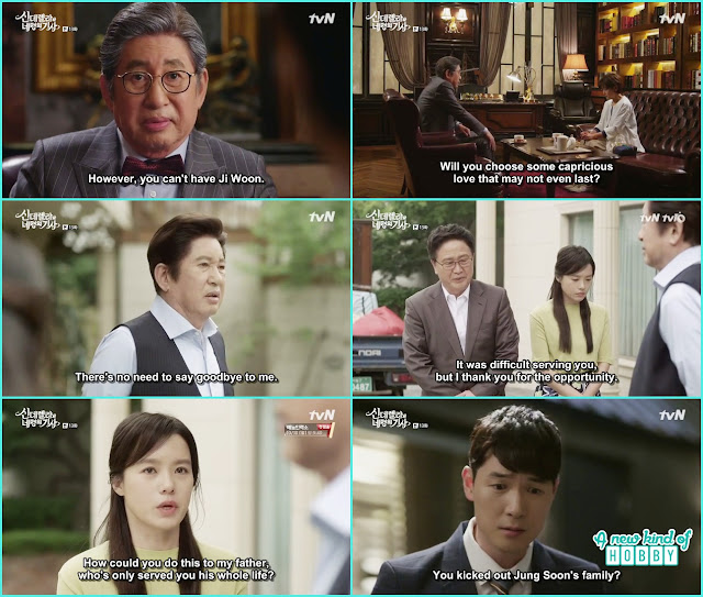 grandfather told ha won to leave sky house as she broke the contract rule and remember how she also part away ji won mother from his son   - Cinderella and Four Knights - Episode 13 Review (Eng Sub)