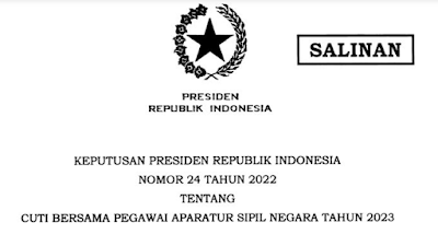 Presiden Terbitkan Keppres 24/2022 tentang Cuti Bersama ASN Tahun 2023