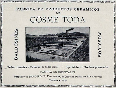 Anuncio de la empresa cerámica Cosme Toda (1917)