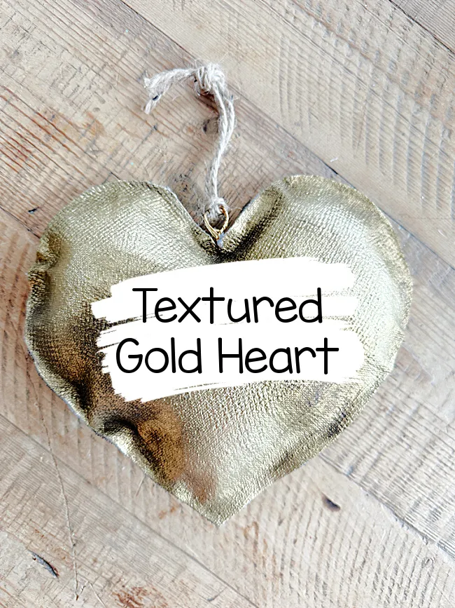 stuffed gold heart with overlay