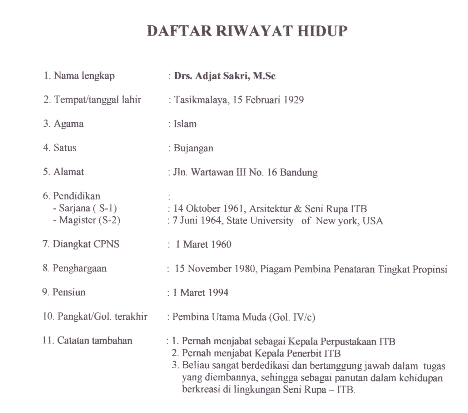 Contoh Daftar Riwayat Hidup Atau Cv 