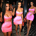 Kim Kardashian mostra suas curvas em mini vestido rosa
