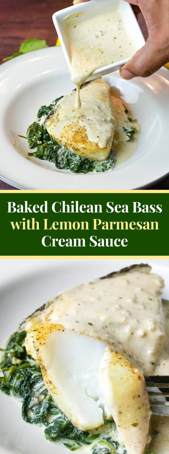 Foil Baked Chilean Sea Bass with Lemon Parmesan Cream Sauce #dinner #comfortfood