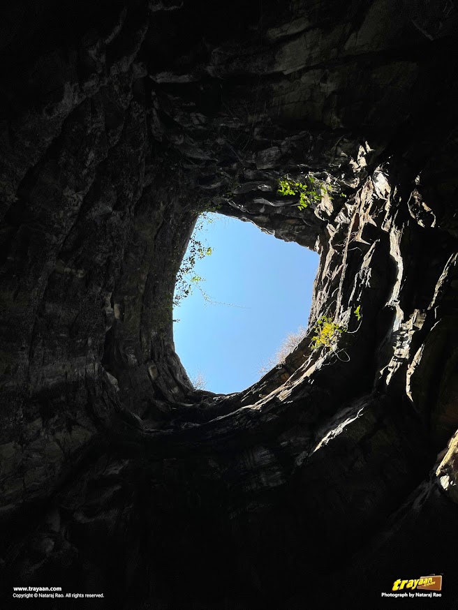 Blue sky seen through opening in Belum Caves