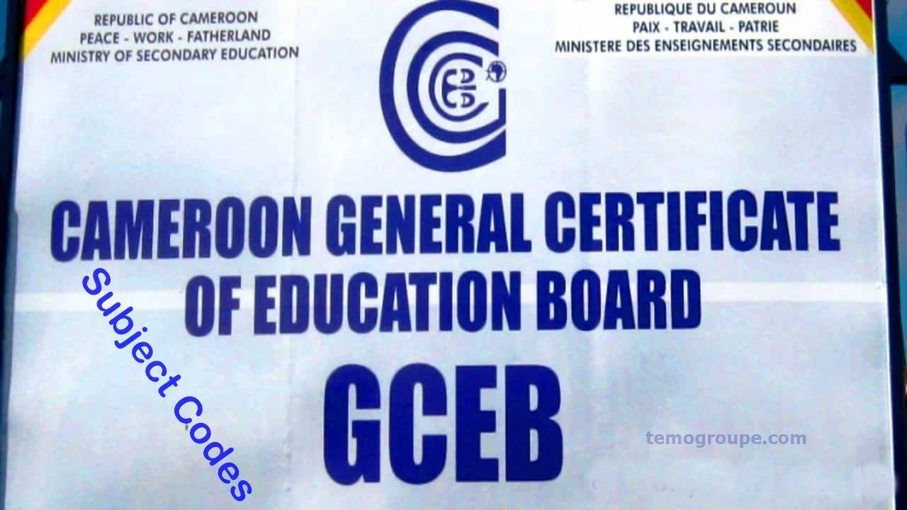 Cameroon GCE Ordinary & Advanced Level Subjects and Codes